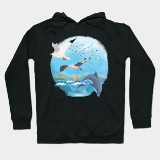 Dolphin and Birds Hoodie